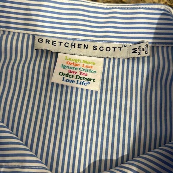 Gretchen Scott Button Front Cotton Blend Ruffle Cuff Shirt Size M And L - Picture 6 of 14